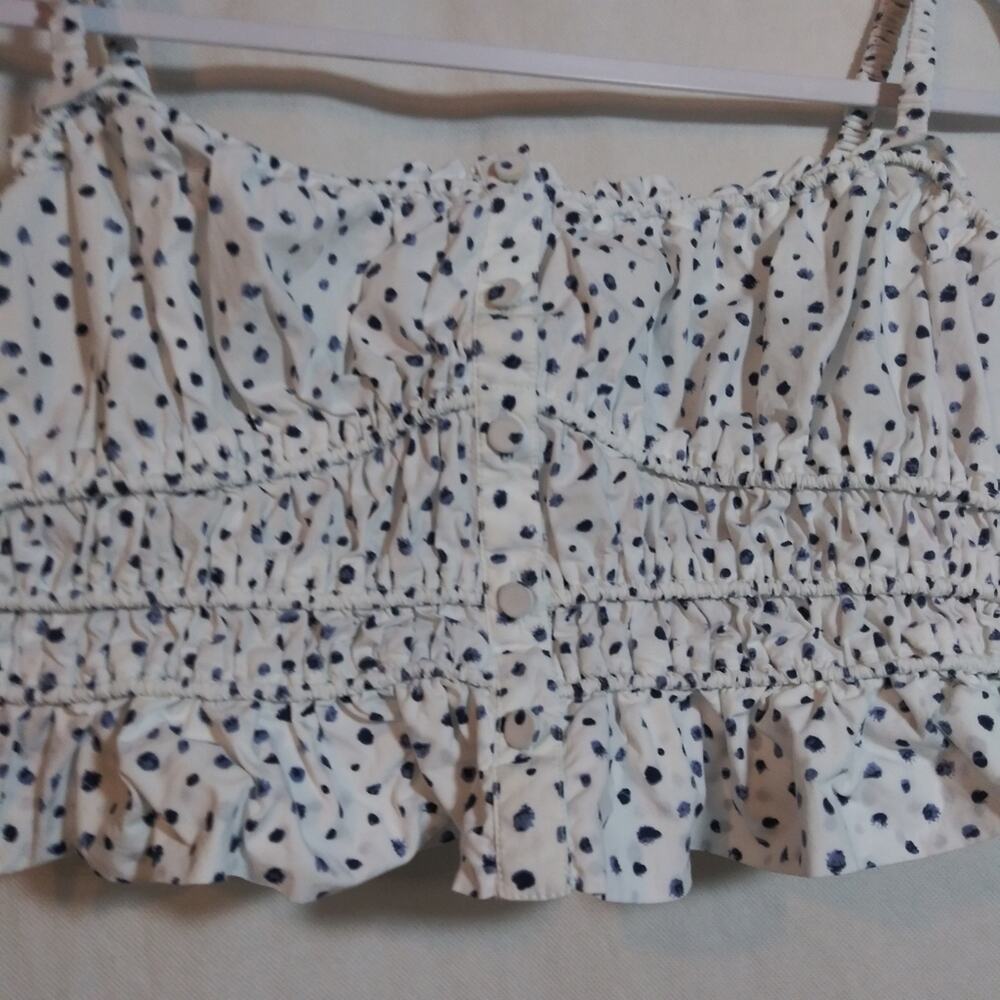 J. Crew Cinched-waist Cotton Poplin Tank Top In Dot Vacation Summer Size Small - Picture 4 of 9